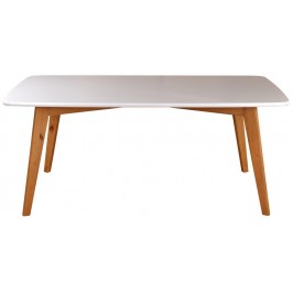 Mesa de madeira na base e tampo laqueado em branco de mdf 1,60 m x 80 cm | Coleção Scandian